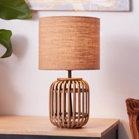 Brilliant Woodrow table lamp, bamboo, fabric lampshade