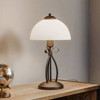 Bordlampe Adoro med glasskærm, brun