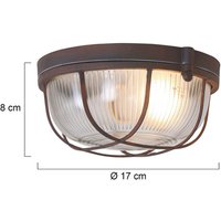 Steinhauer Taklampa Lisanne, brun, Ø 17 cm, metall, glas, E27