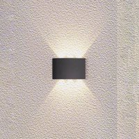 Searchlight Shadows LED outdoor wall lamp, width 18 cm, black, metal