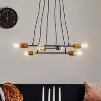 EMIBIG LIGHTING Hänglampa Bravo 6 lampor med koppar detaljer, svart