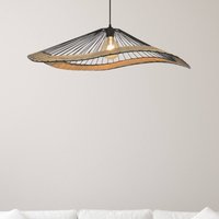 COREP Mekong pendant light, black, height 18 cm, metal/rattan