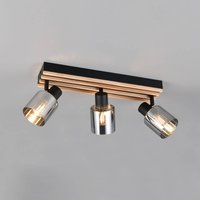 Reality Leuchten Travia spotlight, length 53 cm, 3-bulb, black/smoke grey