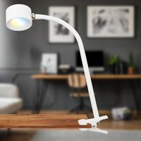 Briloner LED clip-on light Tari, white, CCT, touch dimmer, USB