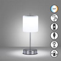 Lampa stołowa LED Riva nikiel/opal Wysokość 34,5cm