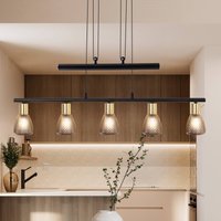 Näve Suspension Lindita, à 5 lampes, verre, gris fumé, E14, réglable