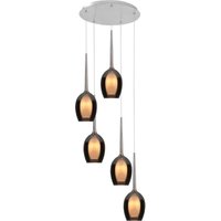 HighLight Suspension Belle, gris fumé/nickel, Ø 33 cm, 5 lampes, verre