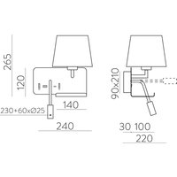 ACB ILUMINACIÓN Applique murale Hold, droite, blanc/noir, lampe de lecture, port USB