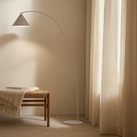 Lindby lampa łukowa Triangolo, beżowa, wysokość 195 cm, metal, E27