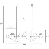 ALDEX Suspension Dione, opale/doré, à 9 lampes