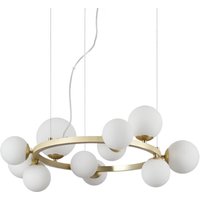 Ideallux Ideal Lux Perlage pendel mässing/vit 11flg Ø 73 cm
