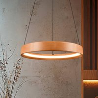 Trio Lighting Lynwood LED hanging light, Ø 50 cm, wood colour, wood, dimmable