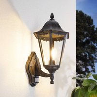 EGLO Utomhusvägglampa Navedo, svart/silver, höjd 42 cm, sensor