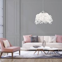 Reality Leuchten Leavy hanging light, chrome/white, Ø 38 cm, plastic