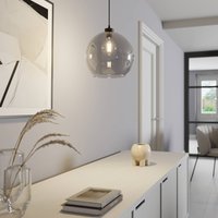 TK Lighting Cubus pendant light, smoky grey, glass, Ø 30 cm, E27