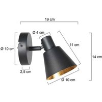 Steinhauer Wall spotlight Oeroe, 1-bulb, black, metal, E14