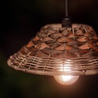 PR Home hanging light Lisen, rattan look, brown, Ø 27 cm
