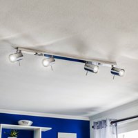 SOLLUX LIGHTING Spot pour plafond Round, chrome, à 4 lampes linéaire