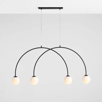 ALDEX Suspension Alison, noir/blanc, à 4 lampes, arc, 129 cm