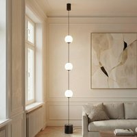 Lucande Darrow LED floor lamp, black/opal, glass, dimmable