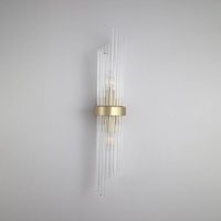 Searchlight Vägglampa Lara, höjd 56 cm, guldfärgad/klar, glas/metall