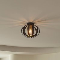 Lindby Tamira taklampa, svart, rotting, Ø 28 cm, E27