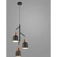 Searchlight Pendellampa Barham, grå, metall, 3 lampor, E27