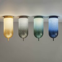 OLEV LED ceiling lamp Curuba, blue, glass, height 40 cm, 2,700 K