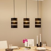 Lindby suspension Tsomo, 950 cm, 3 lampes, noir, tissu