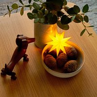 STERNTALER LED star, yellow, ร 11 cm, 9 points, IP44 battery