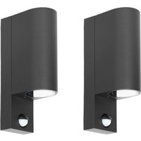 Prios applique d'extérieur Tetje, noir, rond, capteur, lot de 2