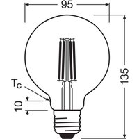 OSRAM LED-filamentlampa Globe G95 E27 3,8W Filament 2,700K