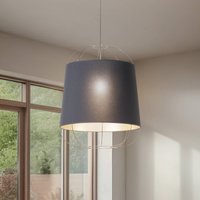 Duolla Lantern Medium pendant light, black/gold, fabric, E27