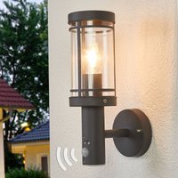 Lindby Djori outdoor wall lamp, sensor, anthracite, stainless steel