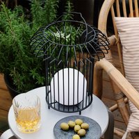 Dyberg Larsen LED rechargeable table lamp Basket, black, metal