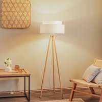 Duolla Boho floor lamp, tripod cream white/rattan