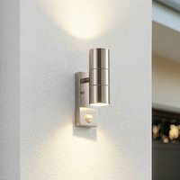 Lindby utomhusvägglampa Eyrin, höjd 22 cm, stål, sensor