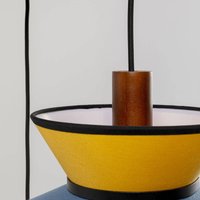 KARE Riva pendant light, multicoloured, textile, wood, 5-bulb