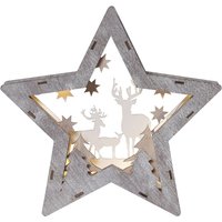 LED-Dekostern Fauna aus Holz, Höhe 24 cm