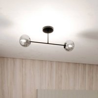 Euluna Taklampa Glassy, 2 lampor, glas grafit