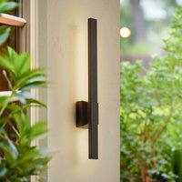 Lindby LED-utomhusvägglampa Sakari, svart, aluminium, höjd 50 cm