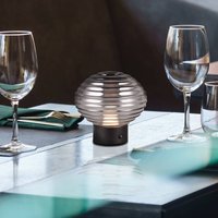 Reality Leuchten Earl rechargeable LED table lamp, black/smoke, height 14.5 cm, glass