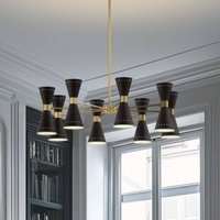 Stilnovo pendellampa Megafono, Ø 100 cm, svart, 16-flg.