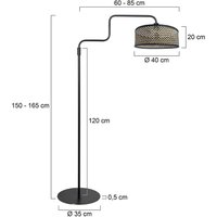 Steinhauer Golvlampa Bloeba, svart/mörkt trä, höjd 165 cm, trä