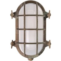Moretti Luce Oval bulkhead light hook, antique brass, opal