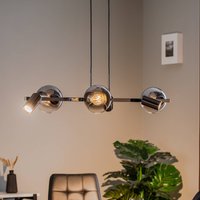 Lucea Suspension Zerde 3+3, noir-chrome, à 6 lampes