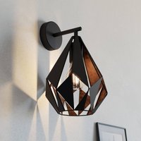 EGLO Vägglampa Carlton, svart/koppar