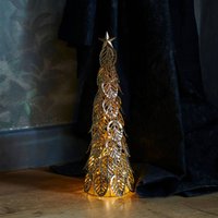 Sirius LED decorative tree Kirstine, gold, height 43 cm