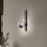 Domiluce Rumba wall light, black/smoke grey, glass/metal, height 40 cm