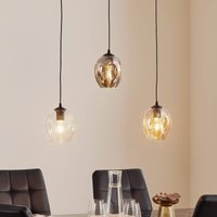 EMIBIG LIGHTING Pendellampa Starla rak 3 lampor grafit/amber/klar
